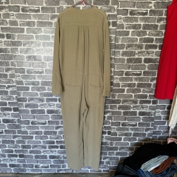 NWT Overlover LA sage green grey gauze cotton oversized utility jumpsuit - Picture 8 of 11